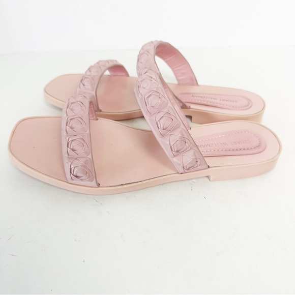 Stuart Weitzman Dusty Rose Rosita Debossed Sandals Rubber Slides 7 BarbieCore - Picture 9 of 13